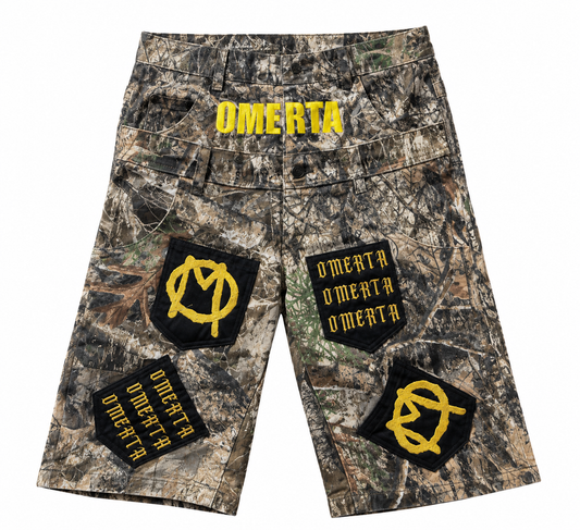 CAMO DOUBLE WAISTED JORTS