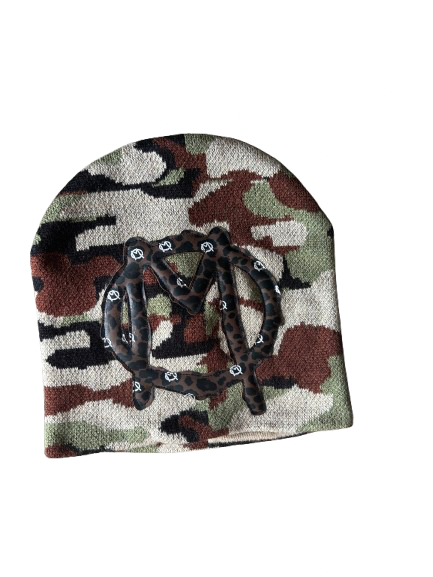 CAMO LEATHER PATCH BEANIE